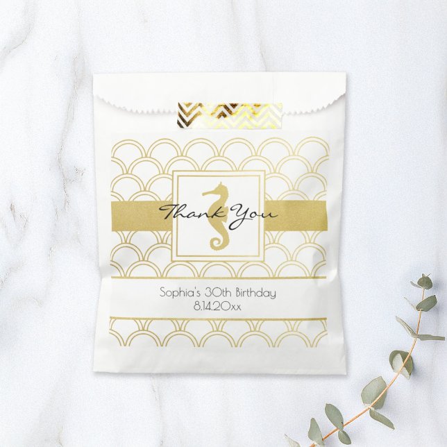 Sachets En Papier Motif vague océanique Art déco Hippocampe paillett (Créateur téléchargé)