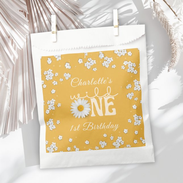 Sachets En Papier Moutarde Daisy Wild One 1er Anniversaire  (Créateur téléchargé)