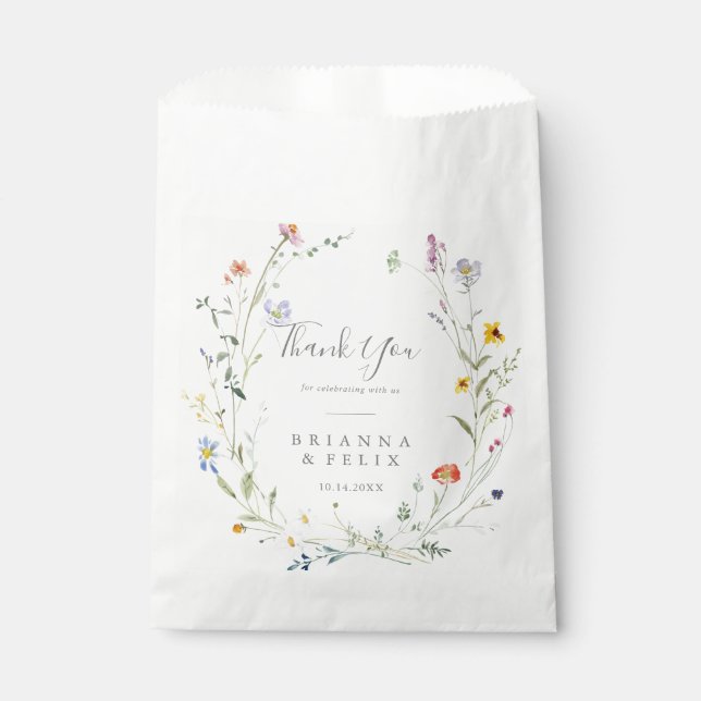 Sachets En Papier Multicolor sauvage Merci Floral Mariage (Devant)