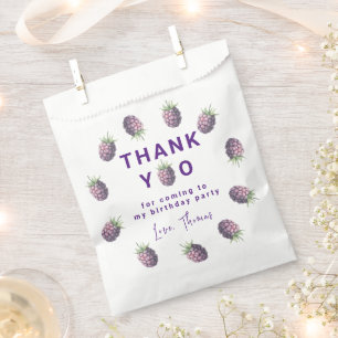 Sachets En Papier Mûres à l'aquarelle 1er anniversaire Merci