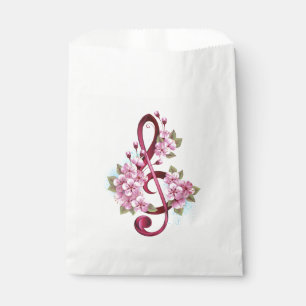 Sachets En Papier Musical treble clef notes with sakura flowers