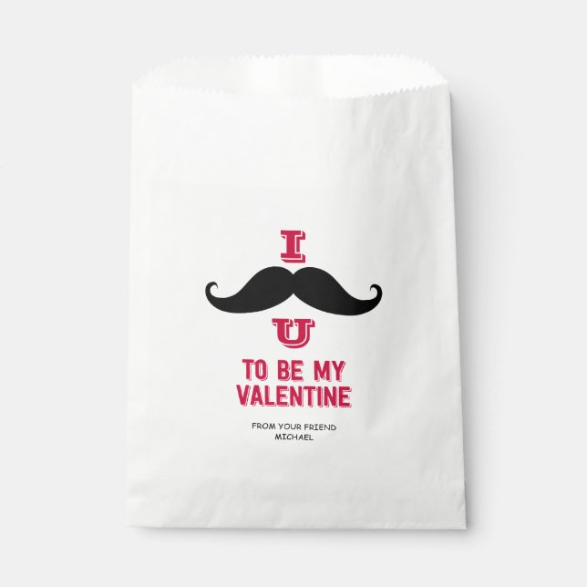 Sachets En Papier Mustache Enfants Classe Valentine Favoriser Sac (Devant)