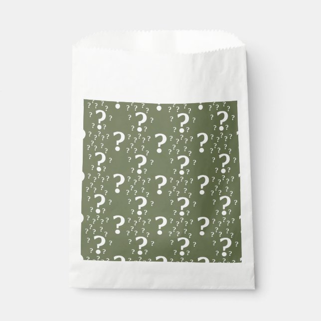 Sachets En Papier Mystère question marque énigme puzzle vert olive (Devant)