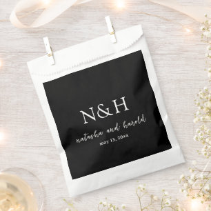 Sachets En Papier Natasha Black Monogramme Mariage moderne