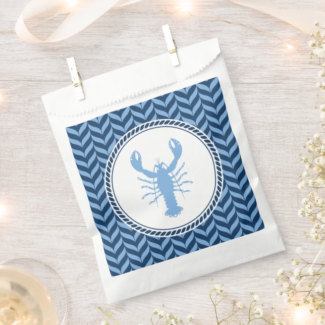 Sachets En Papier Nautical Blue Lobster côtier  (Coupé)
