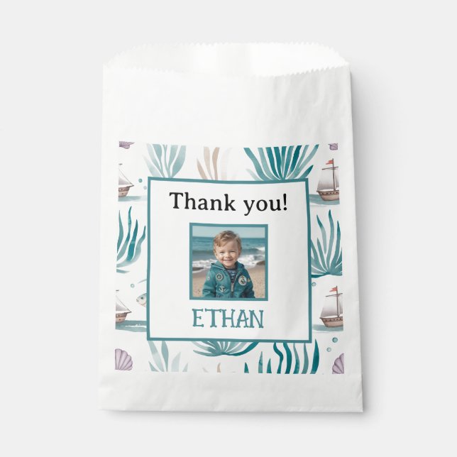 Sachets En Papier Nautical Party Ocean Photo d'anniversaire (Devant)