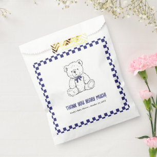 Sachets En Papier Navy Blue À damiers Teddy Bear-Our Little Cub bébé