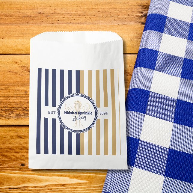 Sachets En Papier Navy & Gold Whisk Chef Traiteur Boulangerie (Créateur téléchargé)