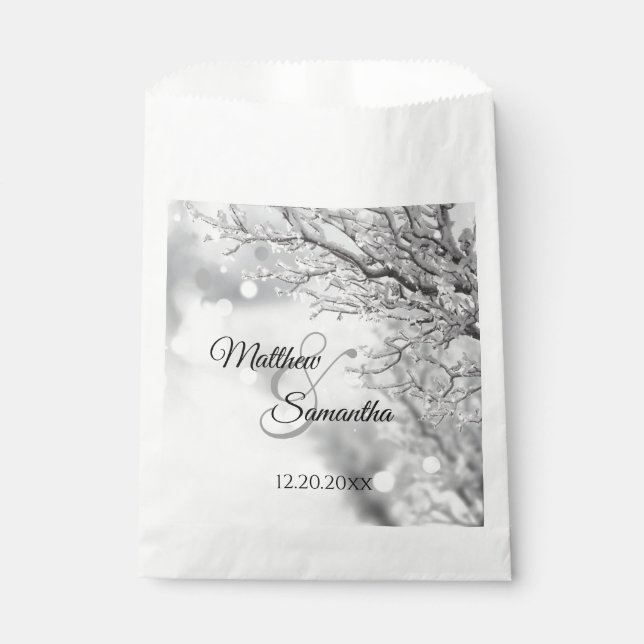 Sachets En Papier Neige et glace étincelantes | Mariage d'hiver (Devant)