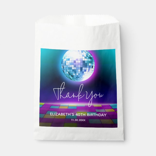 Sachets En Papier Neon Retro Danse Disco Anniversaire Bienvenue (Devant)