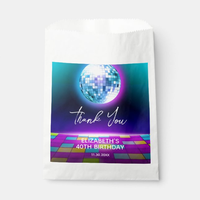 Sachets En Papier Neon Retro Disco Party Dance Nuit Anniversaire (Devant)