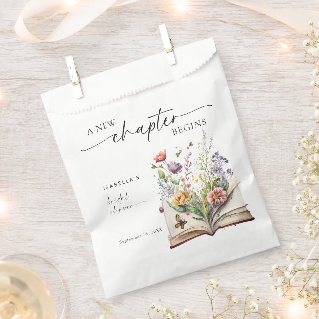 Sachets En Papier New Chapter Begins Floral Book Bridal Shower (Coupé)