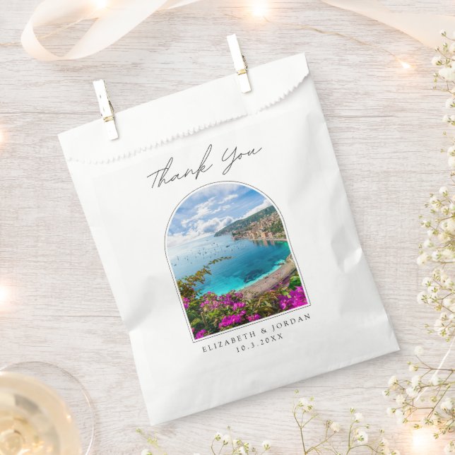 Sachets En Papier Nice Côte d'Azur Mariage Faveur Merci (Coupé)