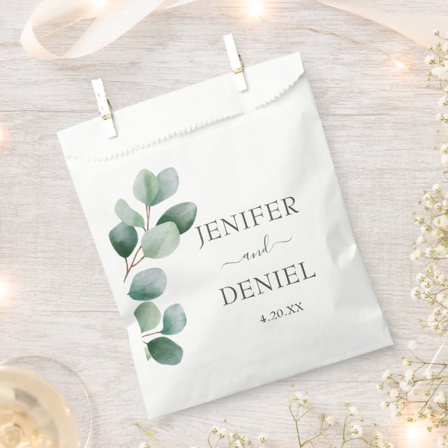 Sachets En Papier Noces de verdure botanique d'eucalyptus (Coupé)