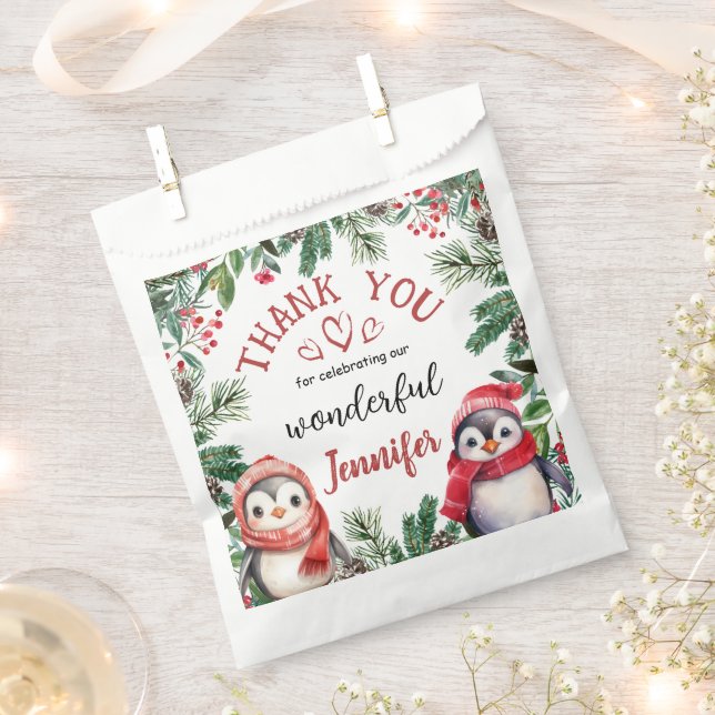 Sachets En Papier Noël 2 Anniversaire Mignonne d'hiver (Coupé)
