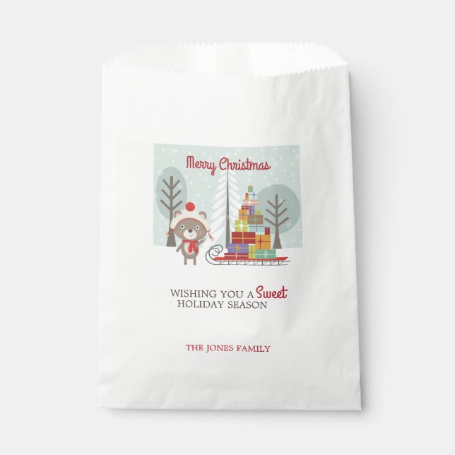 Sachets En Papier Noël de l'ours des bois (Devant)