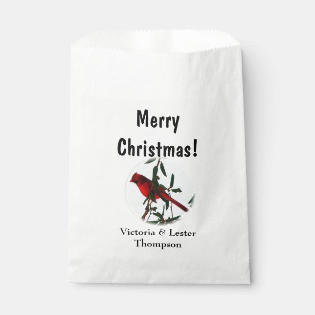 Sachets En Papier Noël du cardinal rouge (Devant)