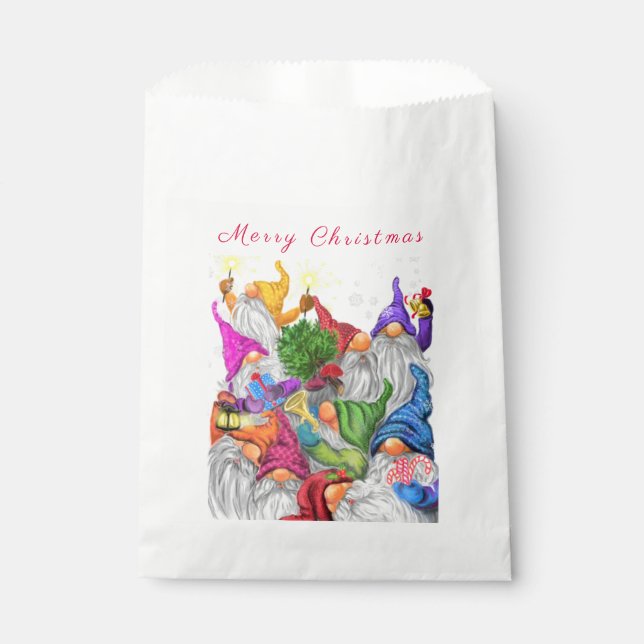 Sachets En Papier Noël Favoriser Sac Cadeau Gnomes Fête Cartoon (Devant)
