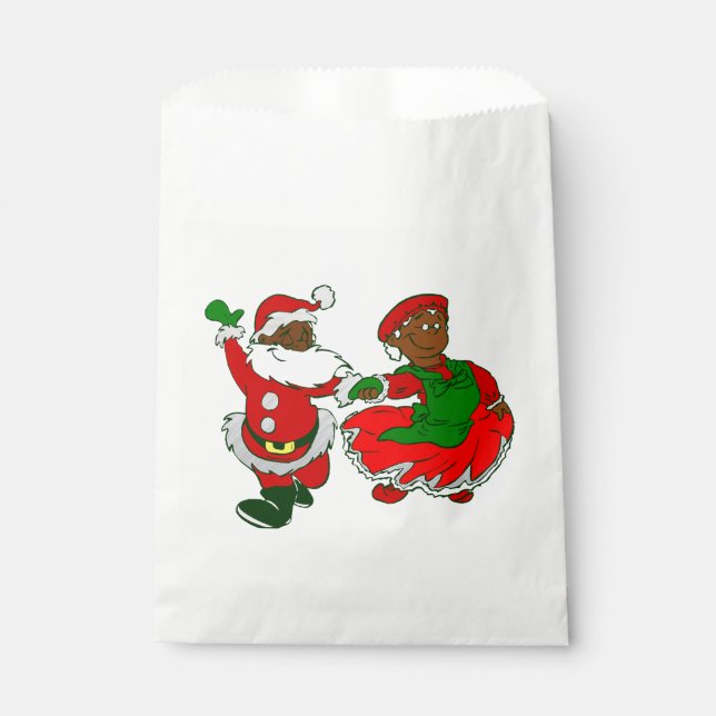Sachets En Papier noël noir santa claus femme (Devant)