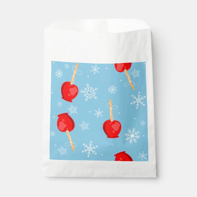 Sachets En Papier noël rouge bonbons pommes bleu (Devant)