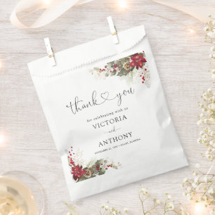 Sachets En Papier Noël Rouge Poinsettia Fête des mariées Favoriser S