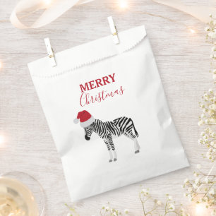Sachets En Papier Noël Zebra Funny Animal avec Santa Hat