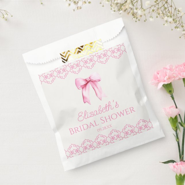 Sachets En Papier Noeud Papillon Coquette Rose Mariage (Scellé)
