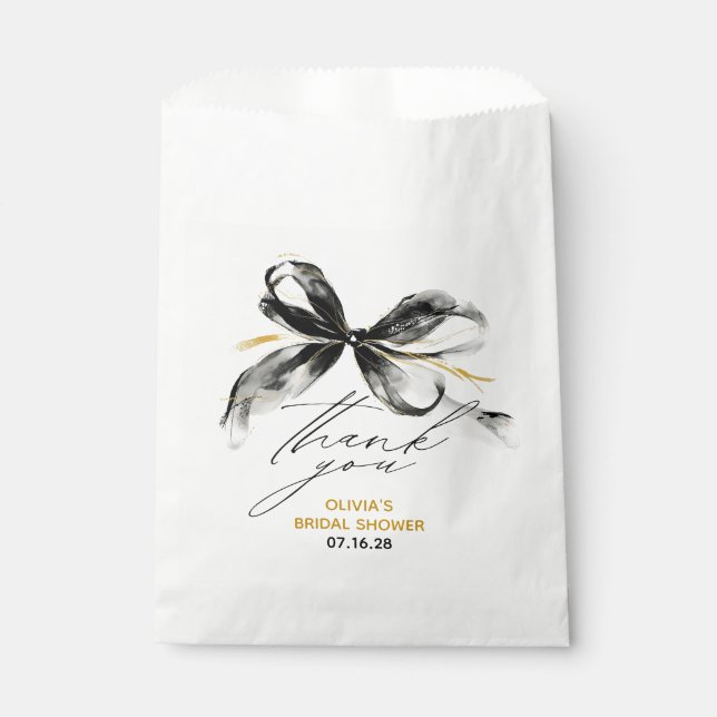 Sachets En Papier Noeud papillon noir or capricieux Merci (Devant)