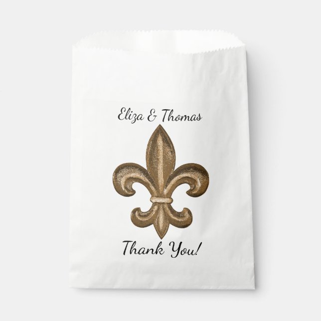Sachets En Papier Nola Gold Fleur De Lis Mariage Merci (Devant)