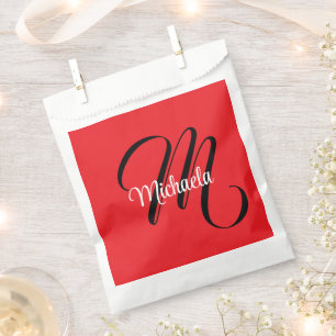 Sachets En Papier Nom initial minimaliste moderne monogramme rouge
