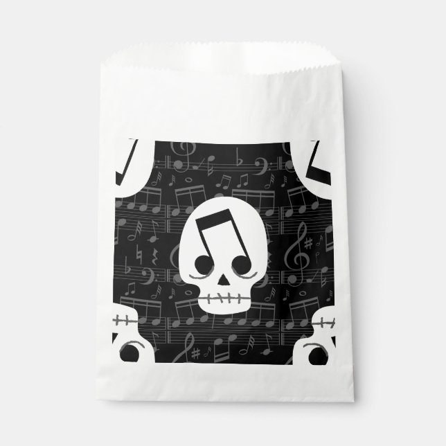 Sachets En Papier note de musique gothique yeux crâne macabre (Devant)