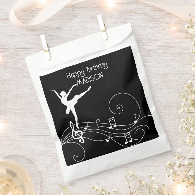 Sachets En Papier Notes de musique blanche et Ballerina (Coupé)