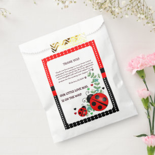 Sachets En Papier Notre petit amour Bug rouge Baby shower noir