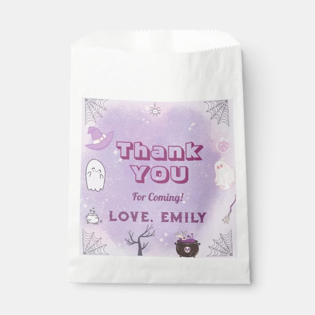 Sachets En Papier Notre Petit Boo Halloween 1er Anniversaire Favoris (Devant)