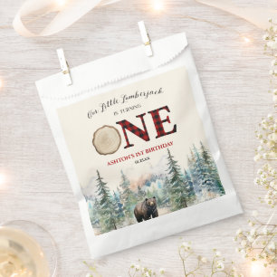 Sachets En Papier Notre petit bûcheron Ours rouge 1er anniversaire