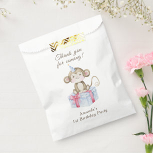 Sachets En Papier Notre petit singe Premier anniversaire Merci