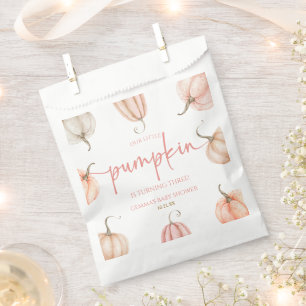 Sachets En Papier Notre Petite Citrouille Rose Blanc Automne fête d'