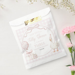 Sachets En Papier Notre petite fête d'anniversaire de l'oie rose sil