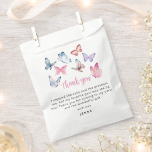 Sachets En Papier Notre petite fête d'anniversaire de papillon Merci