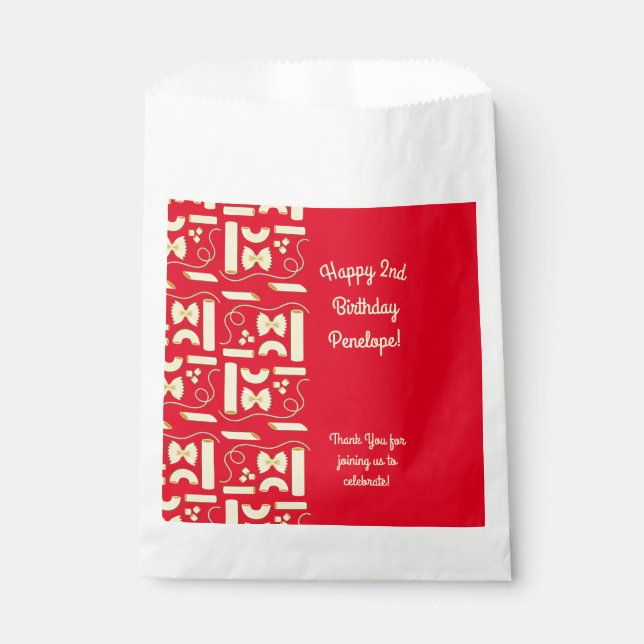 Sachets En Papier Nouilles Pasta Enfant 1er Anniversaire fête Italie (Devant)