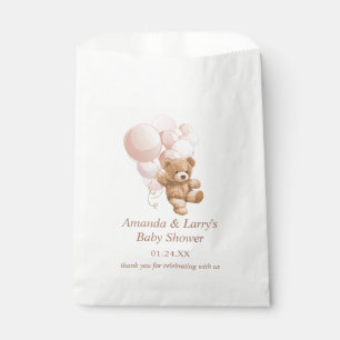 Sachets En Papier Nounours avec ballons roses tendres