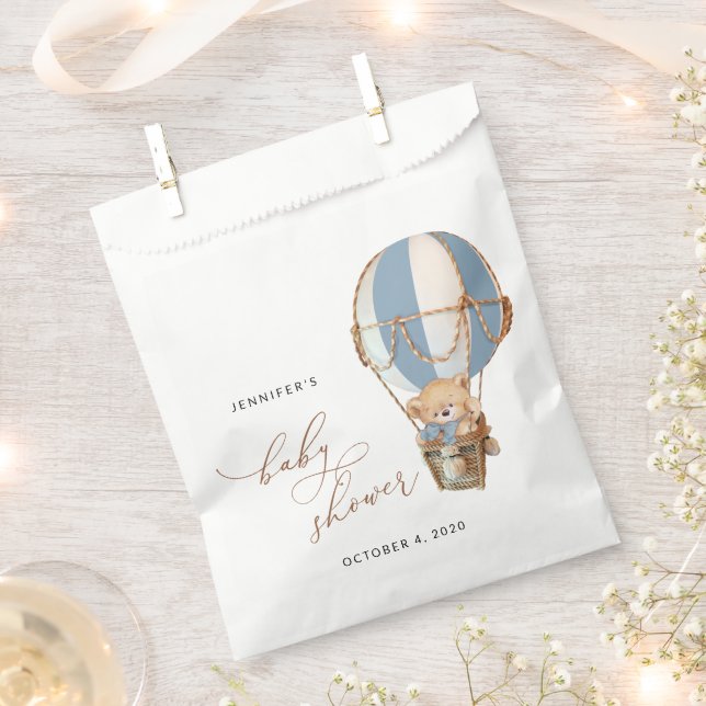 Sachets En Papier Nounours, ballon gonflable bleu, fête prénatale (Coupé)