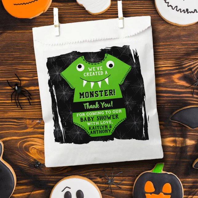 Sachets En Papier "Nous avons créé un monstre" Baby shower Halloween (Créateur téléchargé)