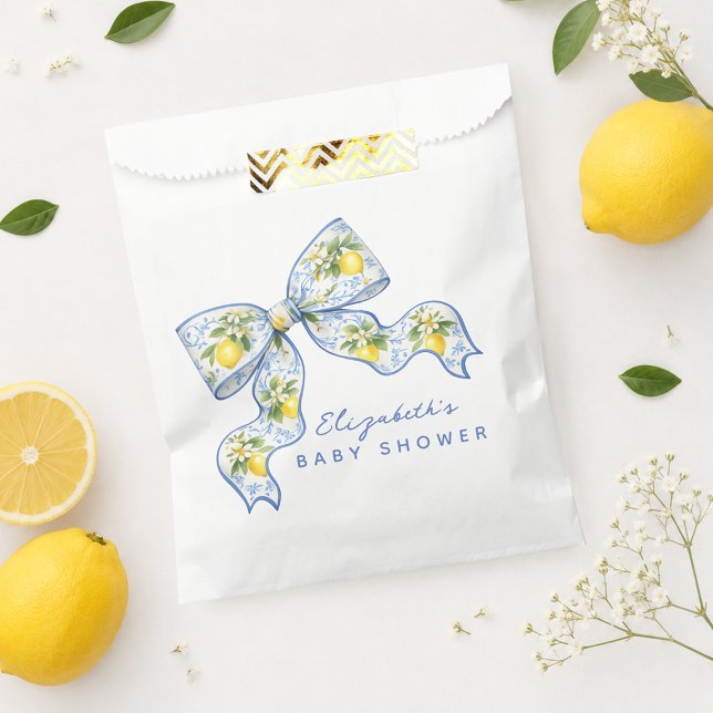 Sachets En Papier Nous avons hâte de vous presser Fête de bébé au ci (We Can't Wait to Squeeze You Lemon Baby Shower Favor Bag)