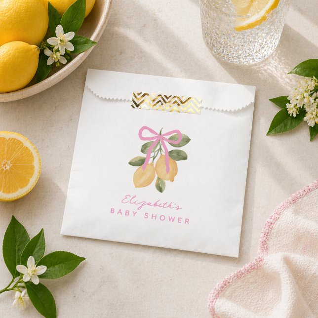 Sachets En Papier Nous avons hâte de vous serrer dans nos bras Bébé  (We Can't Wait to Squeeze You Lemon Baby Shower Favor Bag)