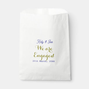 Sachets En Papier Nous sommes fiancés violet or nom date élégant sim