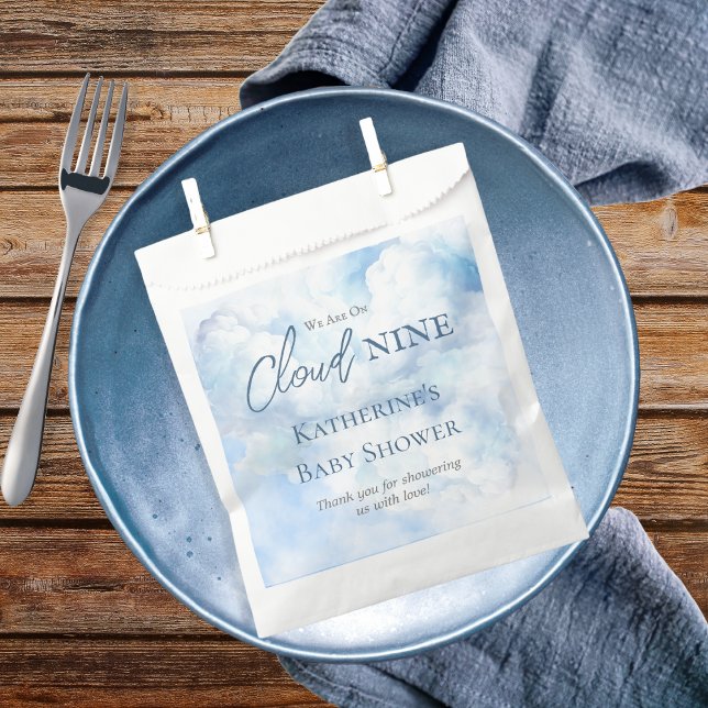 Sachets En Papier Nous Sommes Sur Cloud Neuf Blue Boy Baby shower ("We Are On Cloud Nine"  Blue Boy Baby Shower Favor Bags)