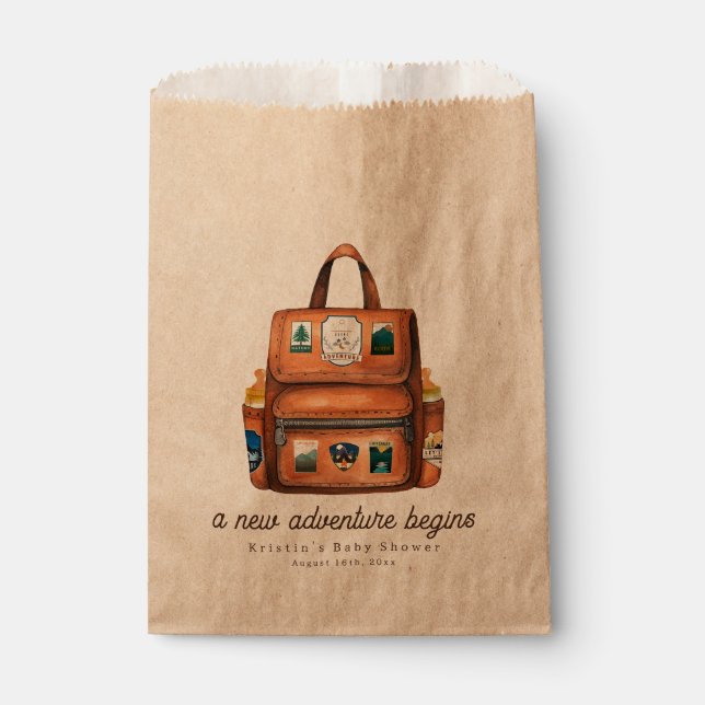 Sachets En Papier Nouveau sac à dos Aventure + Baby shower Bouteille (Devant)