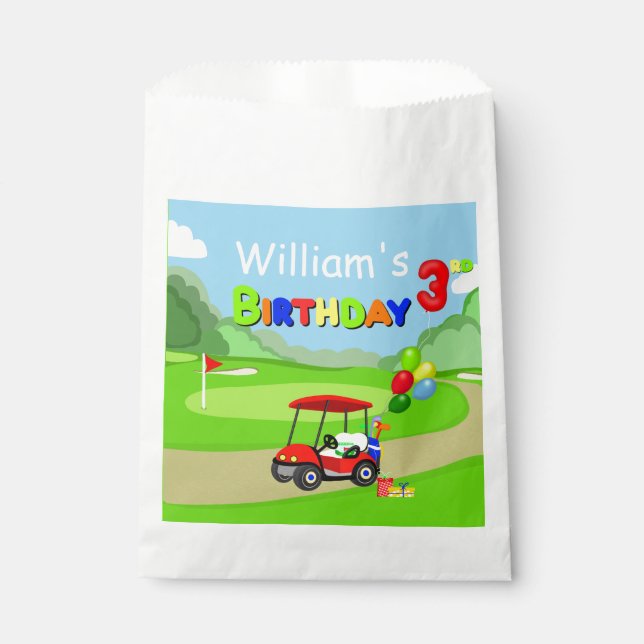 Sachets En Papier Nouvel anniversaire Red Golf Cart Boy's (Devant)