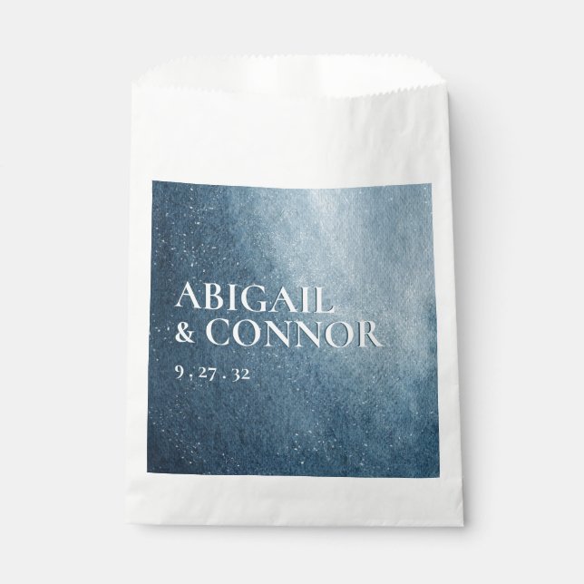 Sachets En Papier Nuit Sky Stars Marine Bleu Blanc Ballotin (Devant)